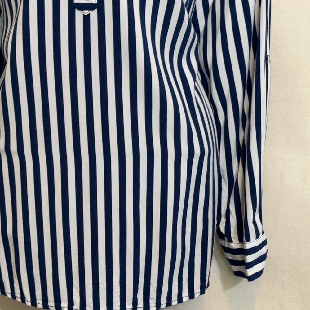 C-119 Jane &‎ Delancey PLUS SIZE 2X Blue & White Stripe Long Sleeve Blouse - Picture 3 of 15